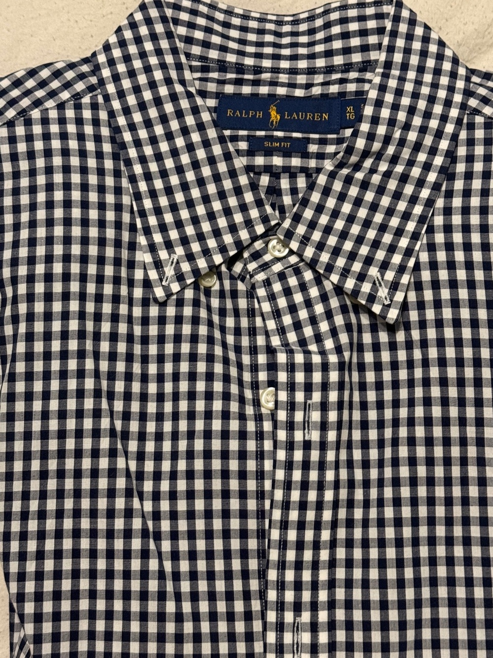 Ralph Lauren Navy & White Gingham Button-Down Shirt